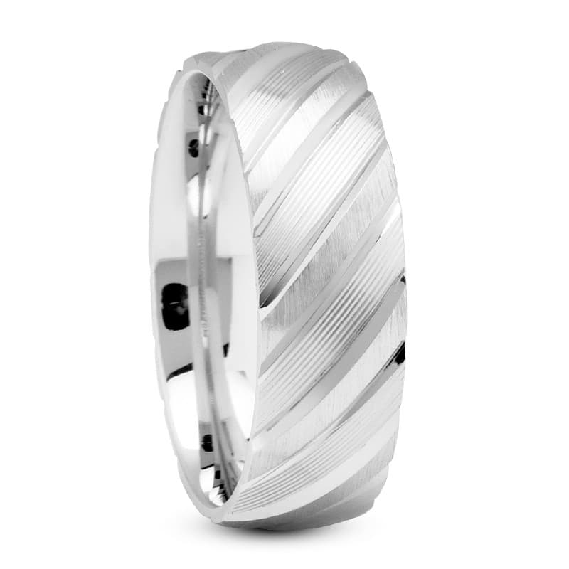 Mens 14KT White Gold Platinum Traditional Wedding Band M567