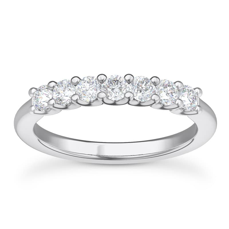 Ladies 14KT White Gold Platinum Round Diamond Wedding Band WB2811-7