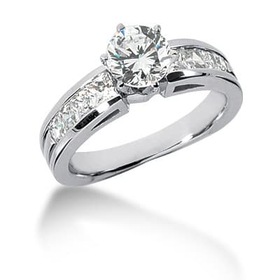 Ladies 14KT White Gold Platinum Fancy Engagement Set ENS616-A