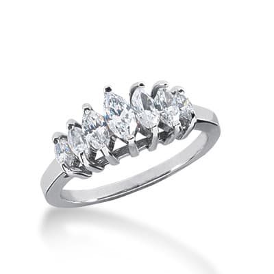 Ladies 14KT White Gold Platinum Diamond Wedding Band WB1062