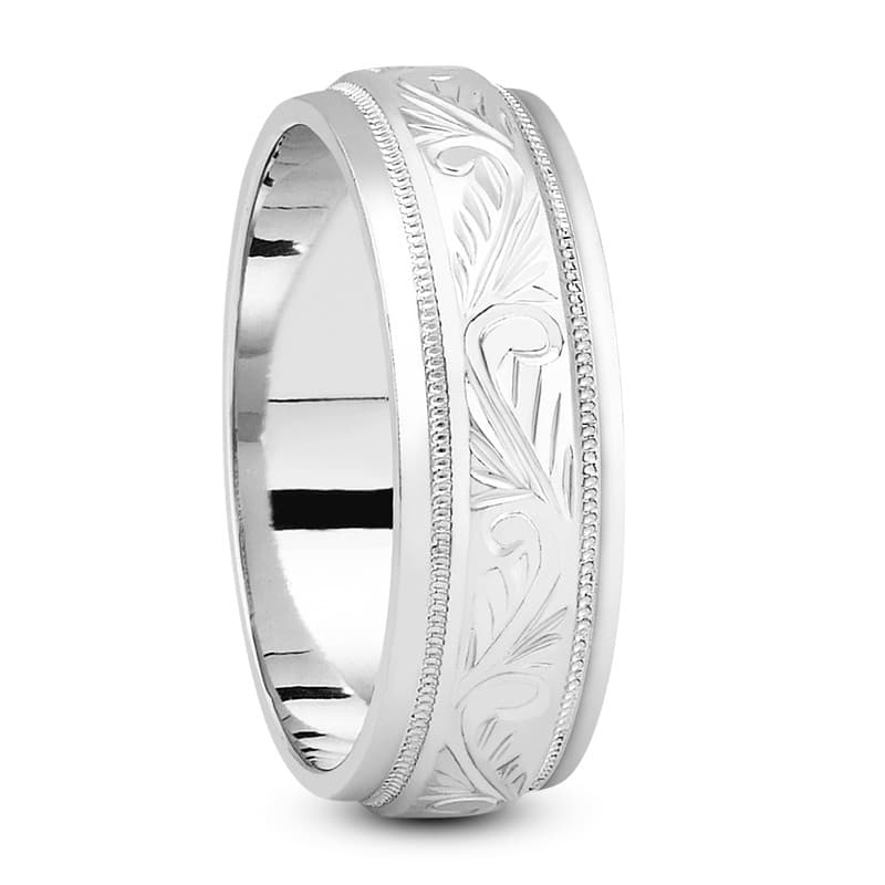 Mens 14KT White Gold Platinum Traditional Wedding Band M1201