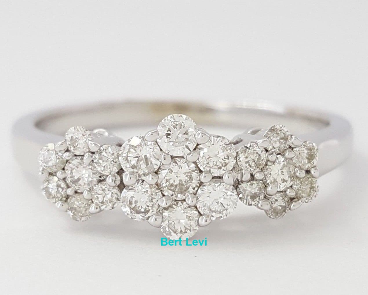 0.50 ct 14K White Gold Round Cut Diamond Cluster Engagement / Anniversary Ring
