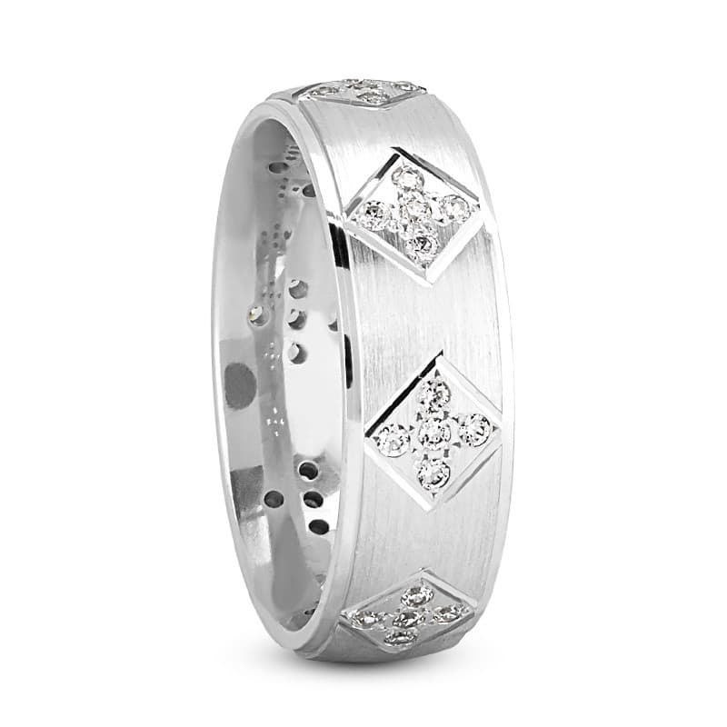 Ladies 14KT White Gold Platinum Traditional Wedding Band DB1077-7-RD