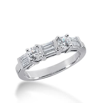 Ladies 14KT White Gold Platinum Diamond Wedding Band WB1850