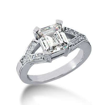 Ladies 14KT White Gold Platinum Fancy Engagement Ring ENR2746