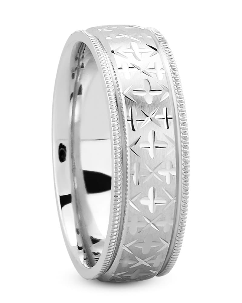Mens 14KT White Gold Platinum Traditional Wedding Band M1023