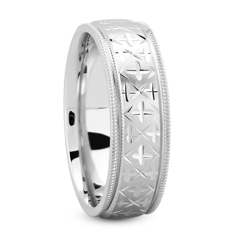 Mens 14KT White Gold Platinum Traditional Wedding Band M1023