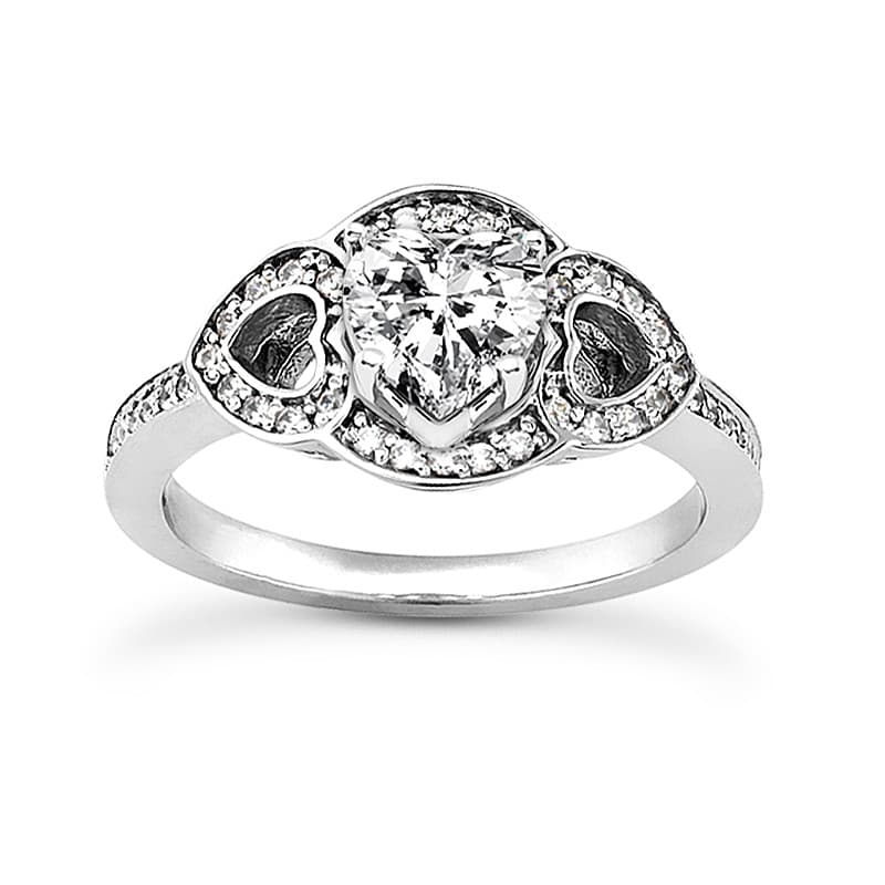 Ladies 14KT White Gold Platinum Round Diamond Tailored Engagement Set ENS3207-A