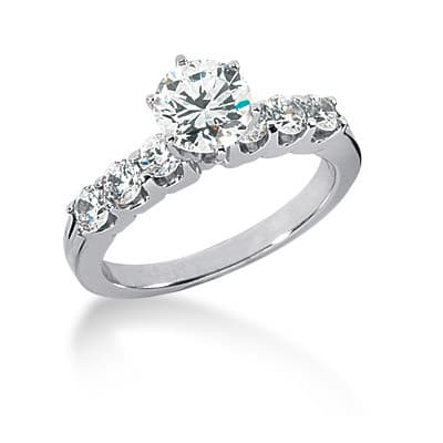 Ladies 14KT White Gold Platinum Fancy Engagement Set ENS126-A