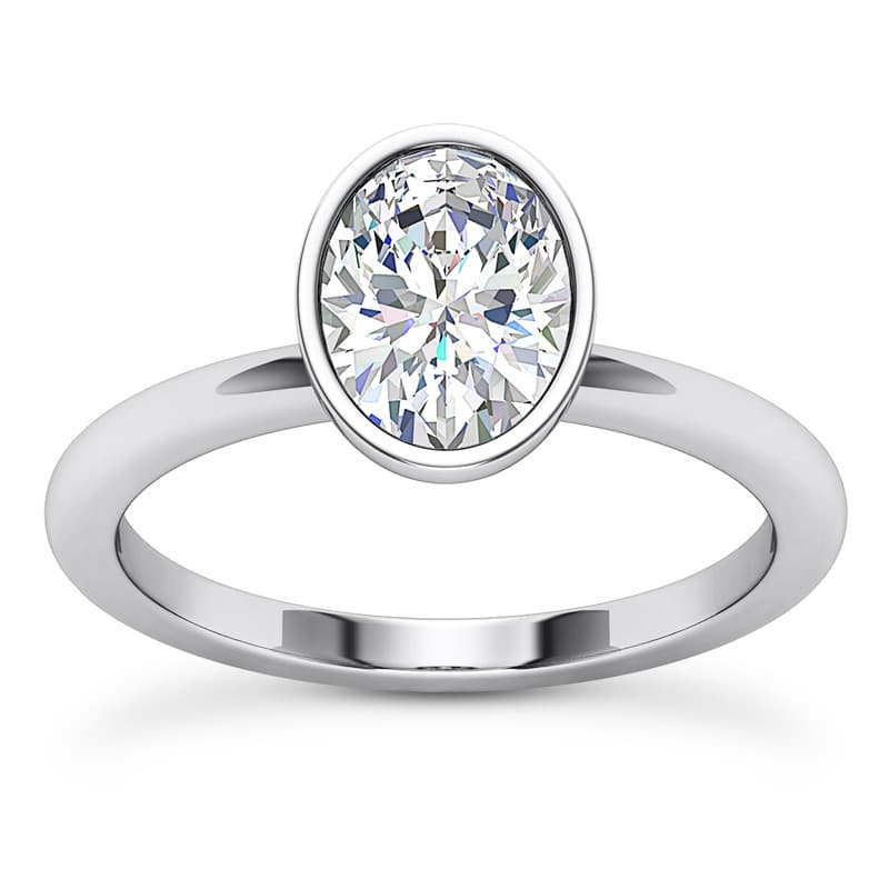 Ladies 14KT White Gold Platinum Solitaires Engagement Ring ENR9911-6x4-OV