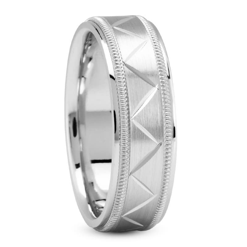 Mens 14KT White Gold Platinum Traditional Wedding Band M275