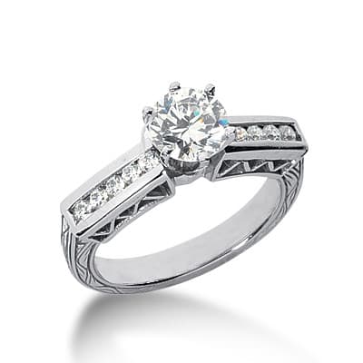Ladies 14KT White Gold Platinum Antique Engagement Ring ENR3122