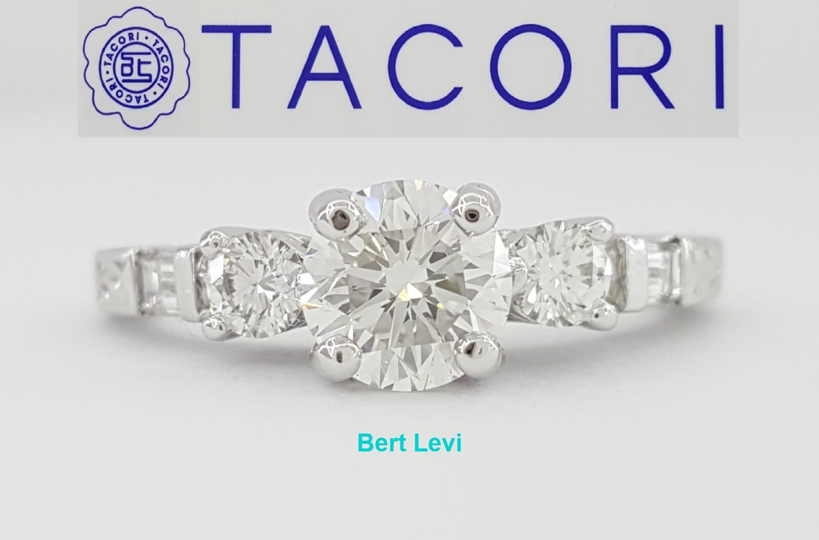 TACORI HT2200 1.01 ct Round Diamond Hand Engraved Platinum Engagement Ring $8.3K