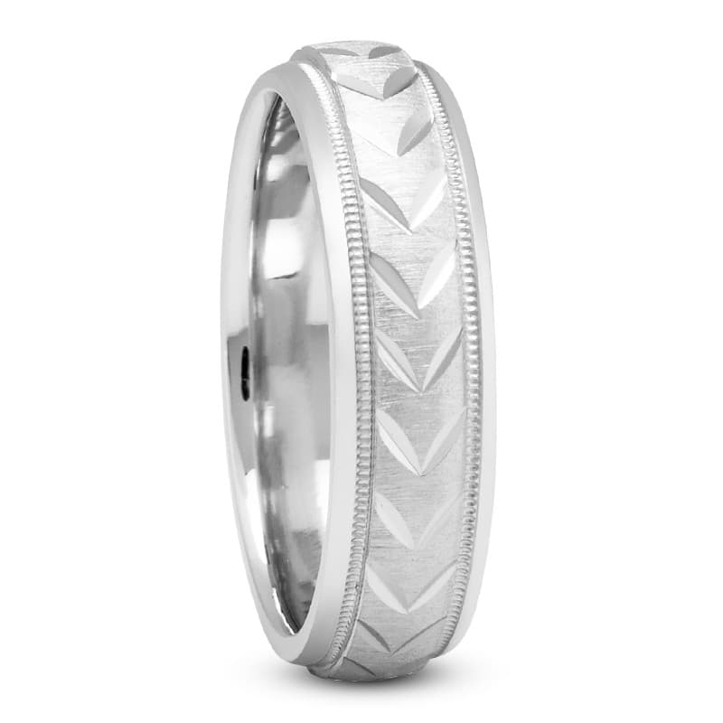 Mens 14KT White Gold Platinum Traditional Wedding Band M105