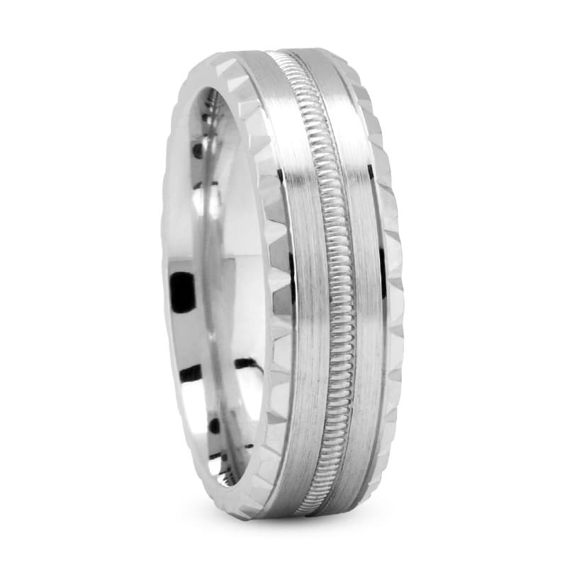 Mens 14KT White Gold Platinum Traditional Wedding Band M488