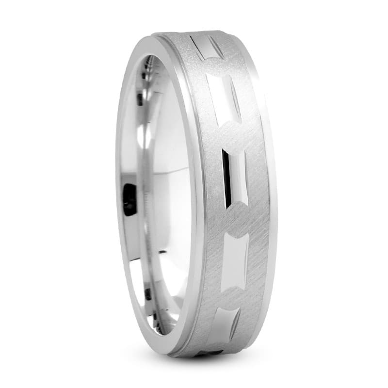 Mens 14KT White Gold Platinum Traditional Wedding Band M585
