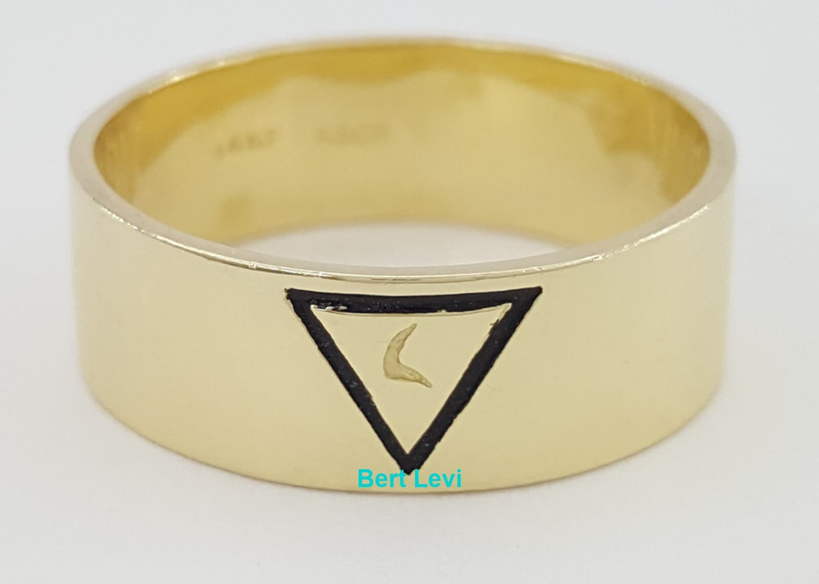 Masonic Freemasons Virtus Junxit Mors Men's Ring 14K Gold 7.4 mm