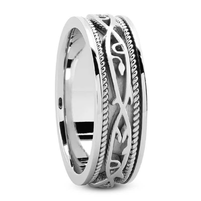 Ladies 14KT White Gold Platinum Traditional Wedding Band HM292