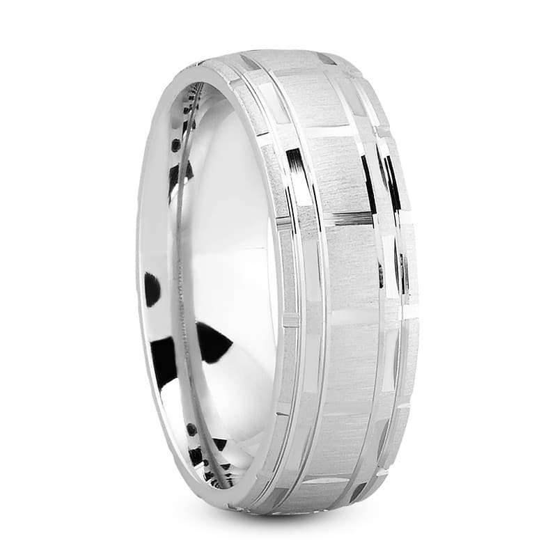 Mens 14KT White Gold Platinum Traditional Wedding Band M1085