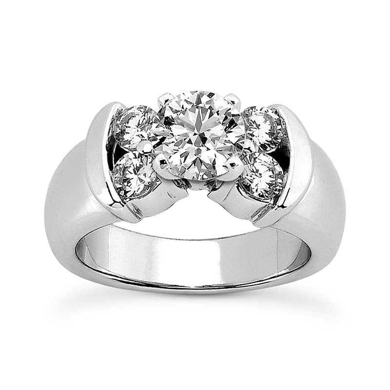 Ladies 14KT White Gold Platinum Fancy Engagement Set ENS4163-A