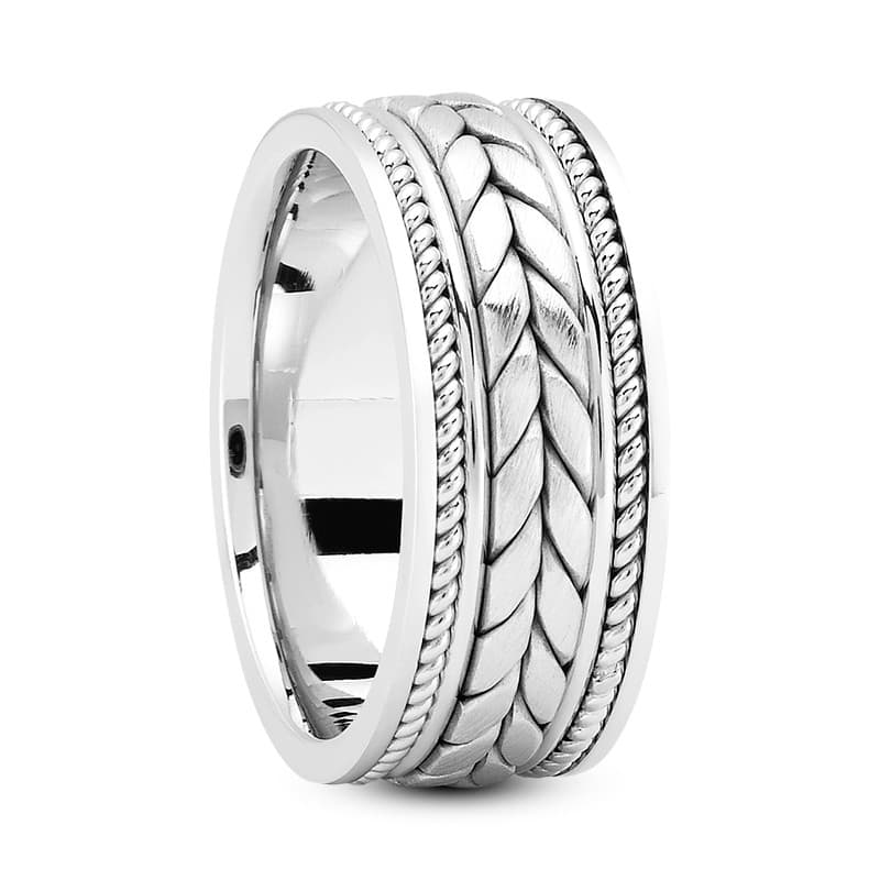 Ladies 14KT White Gold Platinum Traditional Wedding Band HM111