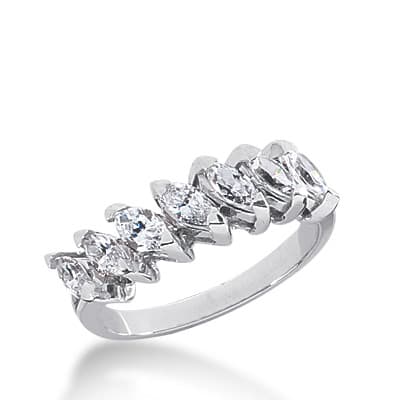 Ladies 14KT White Gold Platinum Diamond Wedding Band WB1368