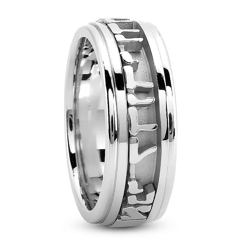 Mens 14KT White Gold Platinum Traditional Wedding Band M450