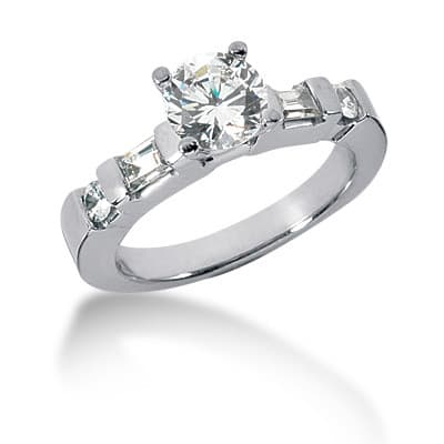 Ladies 14KT White Gold Platinum Tailored Engagement Set ENS679-A
