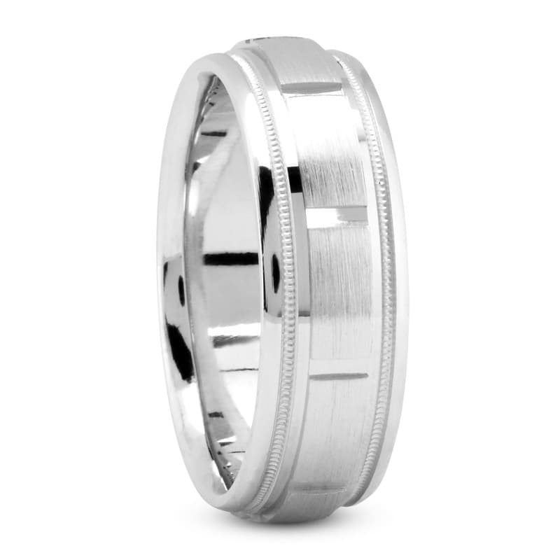 Mens 14KT White Gold Platinum Traditional Wedding Band M340