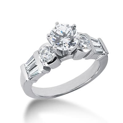 Ladies 14KT White Gold Platinum Fancy Engagement Ring ENR1684