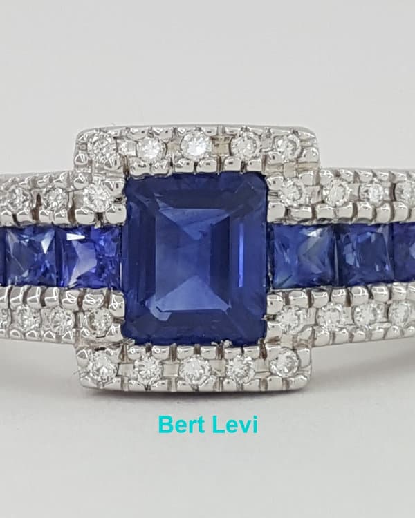 Emerald Cut Blue Sapphire & Diamond Ring in 18K White Gold 2.45 ct Rtl $6,500