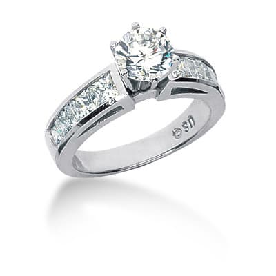 Ladies 14KT White Gold Platinum Fancy Engagement Set ENS583-A