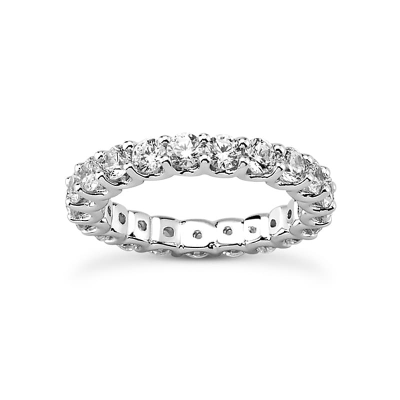 Ladies 14KT White Gold Platinum Round Diamond Eternity Wedding Band EWB463-10-4