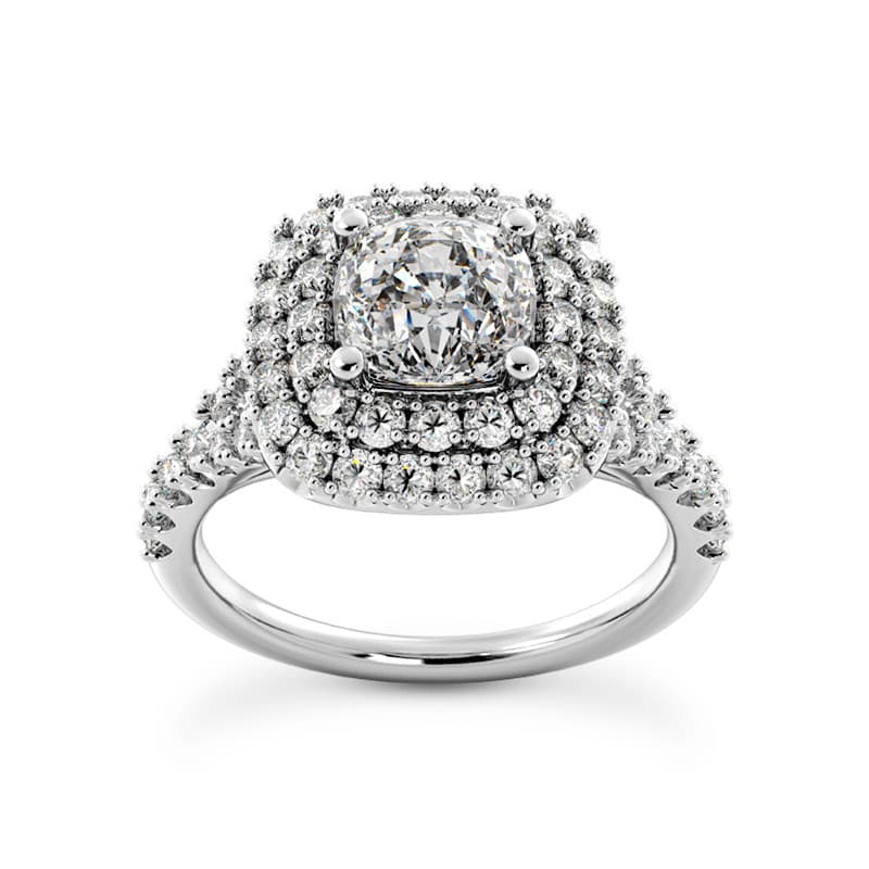 Ladies 14KT White Gold Platinum Halo Engagement Ring ENR9385