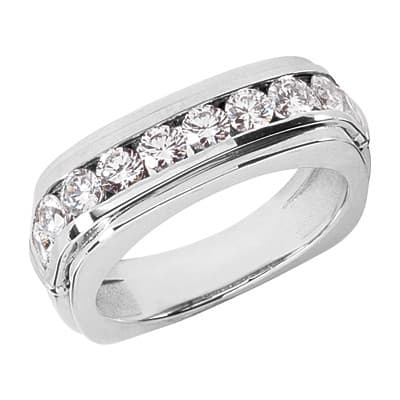 Mens 14KT White Gold Platinum Wedding Band MR1280