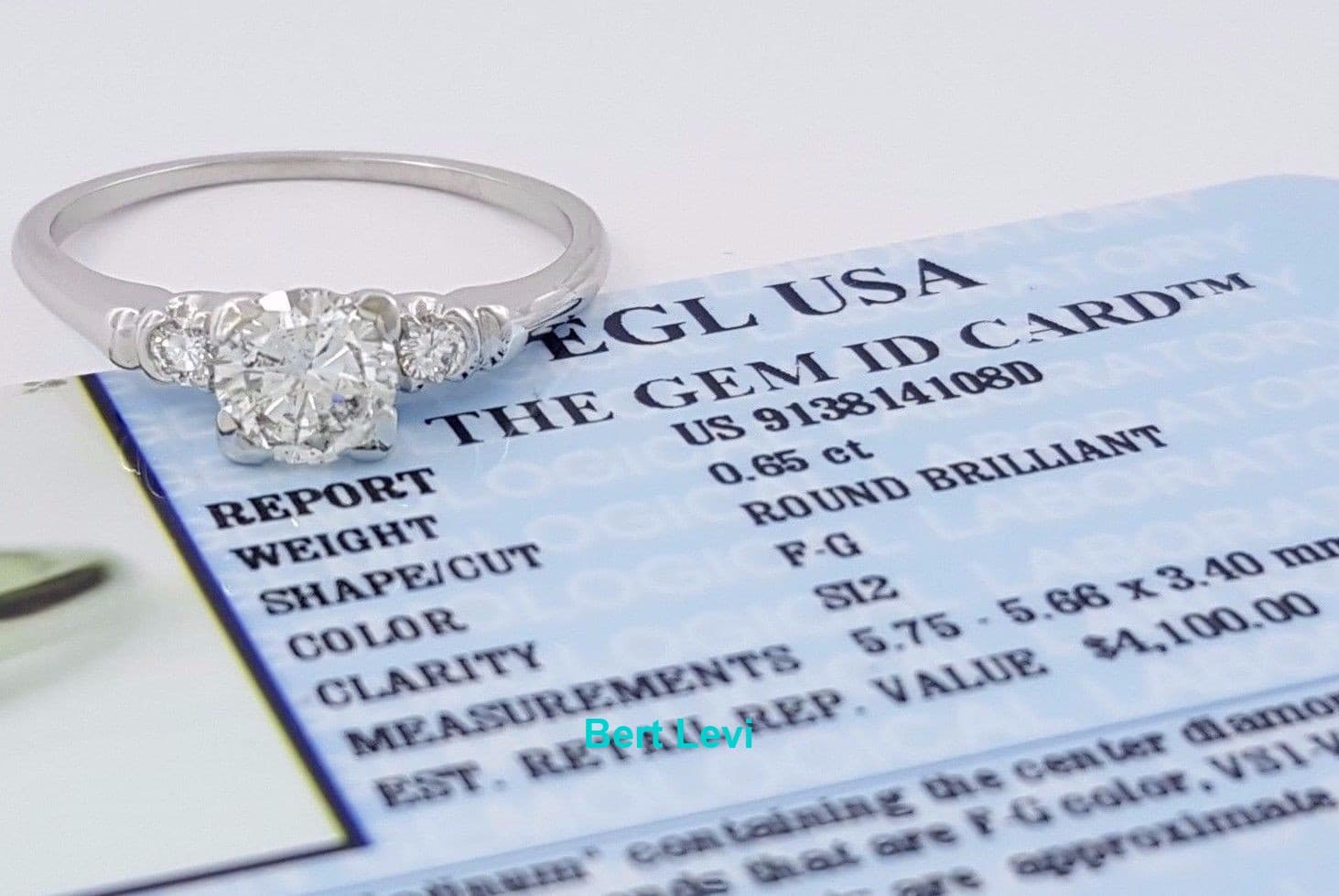 Peacock Round Diamond Engagement Ring 0.73ct Vintage Platinum EGL-USA Rtl $4,100