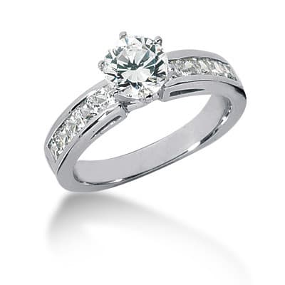 Ladies 14KT White Gold Platinum Fancy Engagement Set ENS714-A