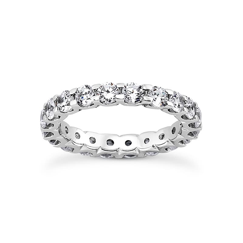 Ladies 14KT White Gold Platinum Round Diamond Eternity Wedding Band EWB167-10-4