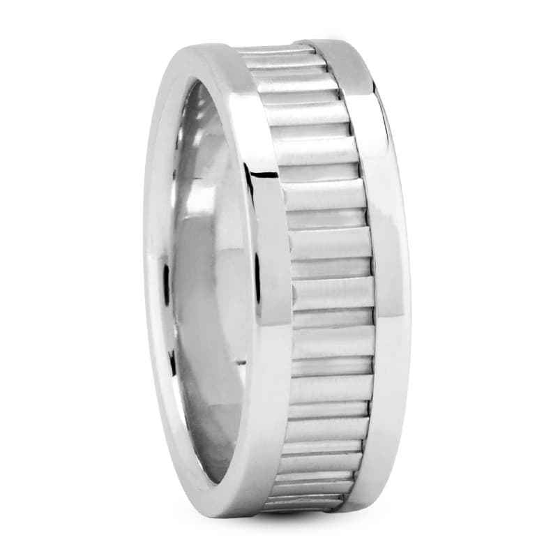Mens 14KT White Gold Platinum Traditional Wedding Band M351