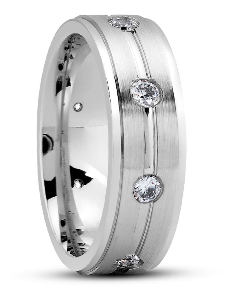 Ladies 14KT White Gold Platinum Traditional Wedding Band DB1007-7-RD
