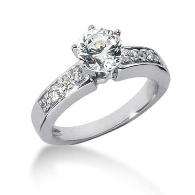 Ladies 14KT White Gold Platinum Fancy Engagement Set ENS801-A
