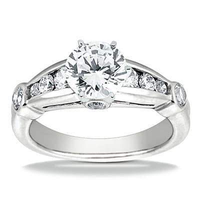 Ladies 14KT White Gold Platinum Fancy Engagement Set ENS719-A