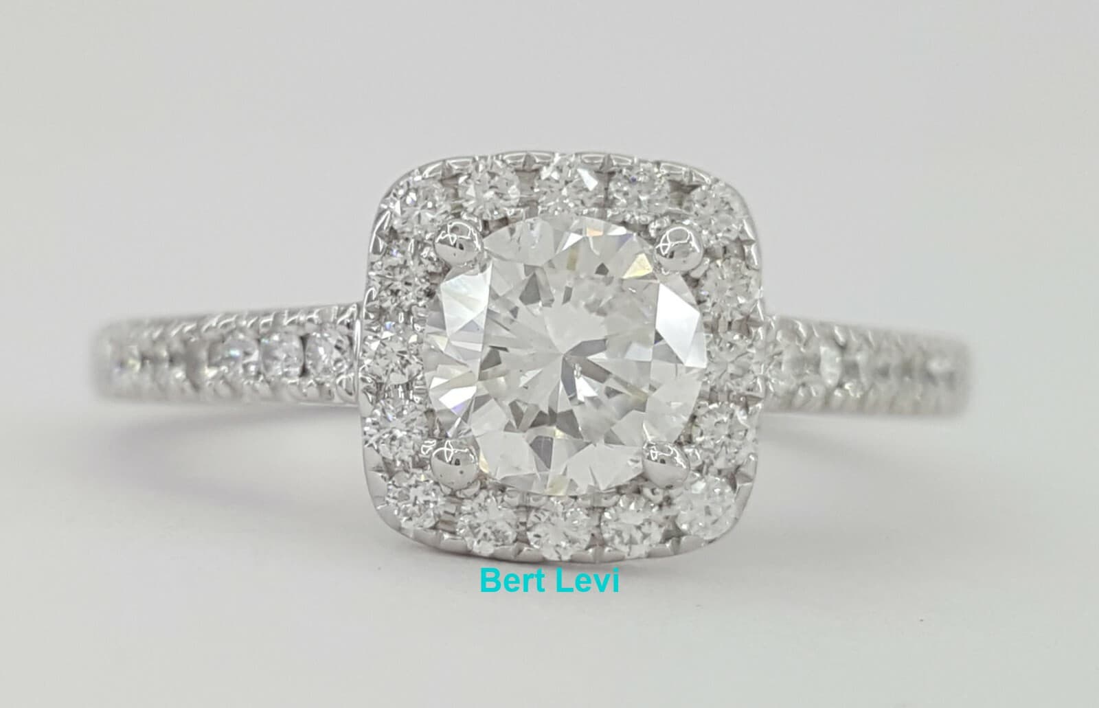 MARCHESA 1.13 ct 18K White Gold Round Cut Diamond Halo Engagement Ring GIA $6K