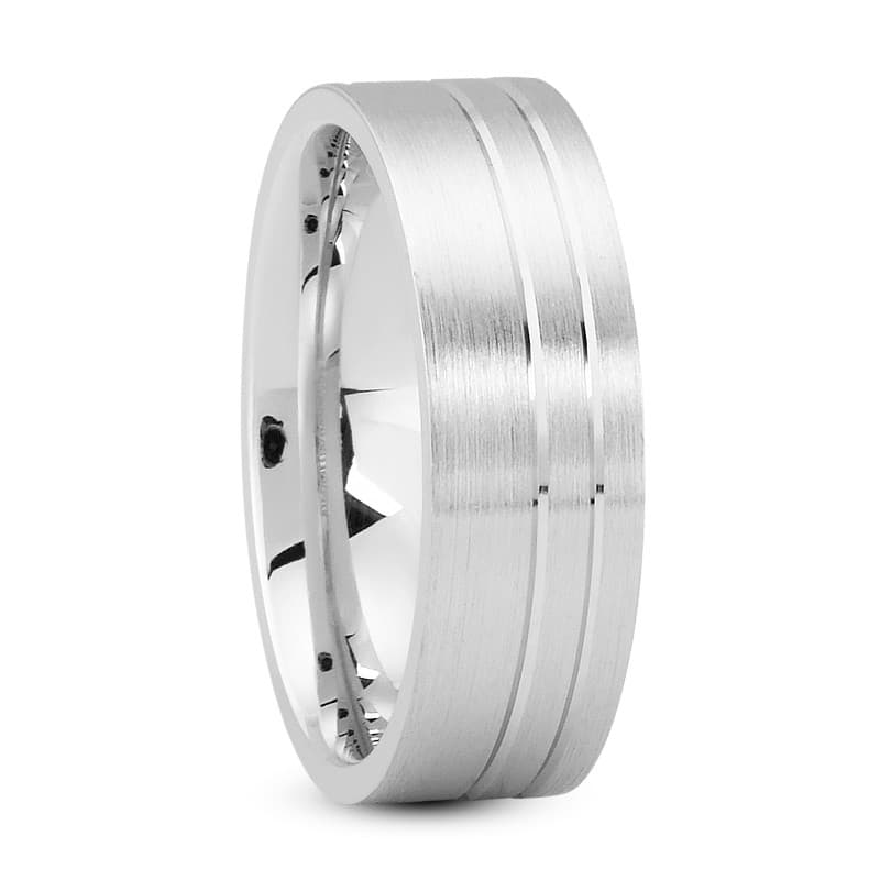 Mens 14KT White Gold Platinum Traditional Wedding Band m395