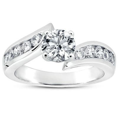 Ladies 14KT White Gold Platinum Fancy Engagement Set ENS4028-A