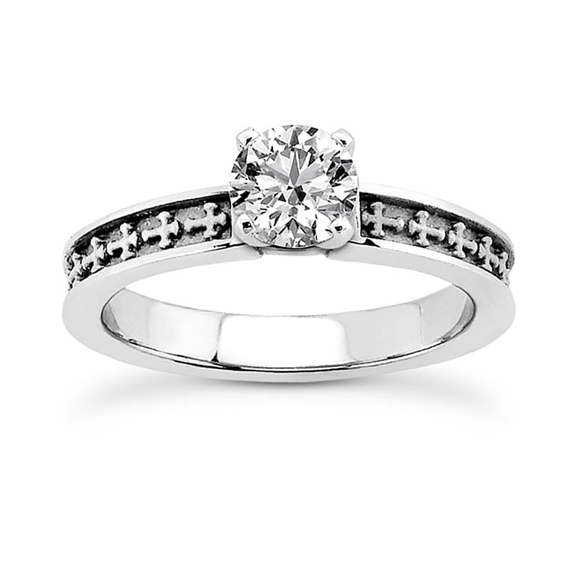 Ladies 14KT White Gold Platinum Solitaire Engagement Set ENS3631-A