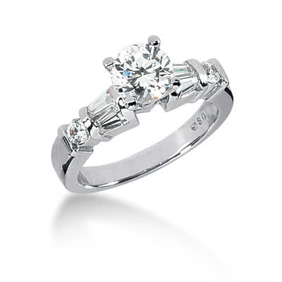 Ladies 14KT White Gold Platinum Fancy Engagement Set ENS291-A