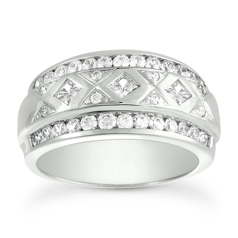 Ladies 14KT White Gold Platinum Diamond Wedding Band WB1781