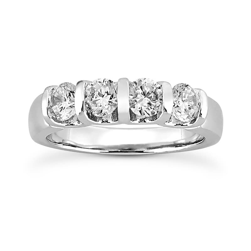 Ladies 14KT White Gold Platinum Round Diamond Wedding Band WB5054