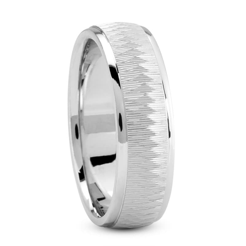 Mens 14KT White Gold Platinum Traditional Wedding Band M374